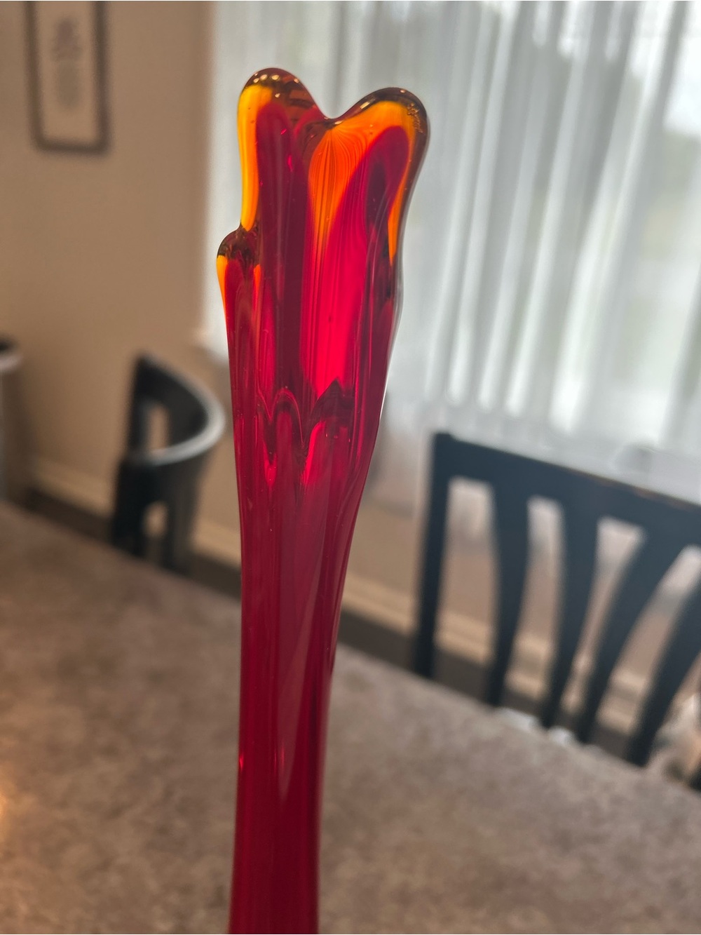 Viking  mid-century Vase - Elegant Glass Trumpet Shape - Picture 4 of 6